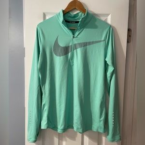 Womens Ladies large nike mint green running half zip pullover workout